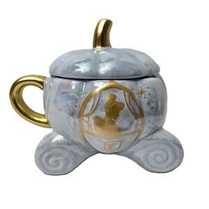 Disney Cinderella Carriage Mug Cup w Lid Princess Pumpkin Coffee Tea Soup Zrike